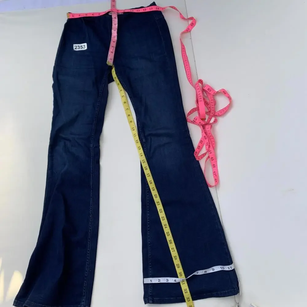 Free People Flare Jeans Blue Pull On Stretch Jeans Sz 27 Or Small - Picture 6 of 7